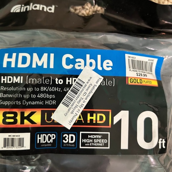 HDMI Cable 10 Ft NEW  Video Male to Male by Inland  8K HD - Picture 2 of 4